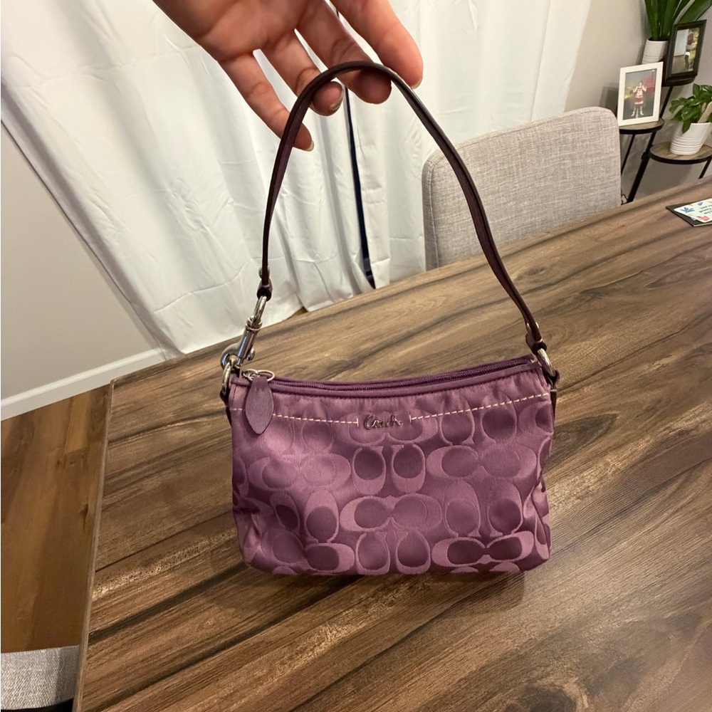 Coach Signature Shoulder Mini Bag in Purple